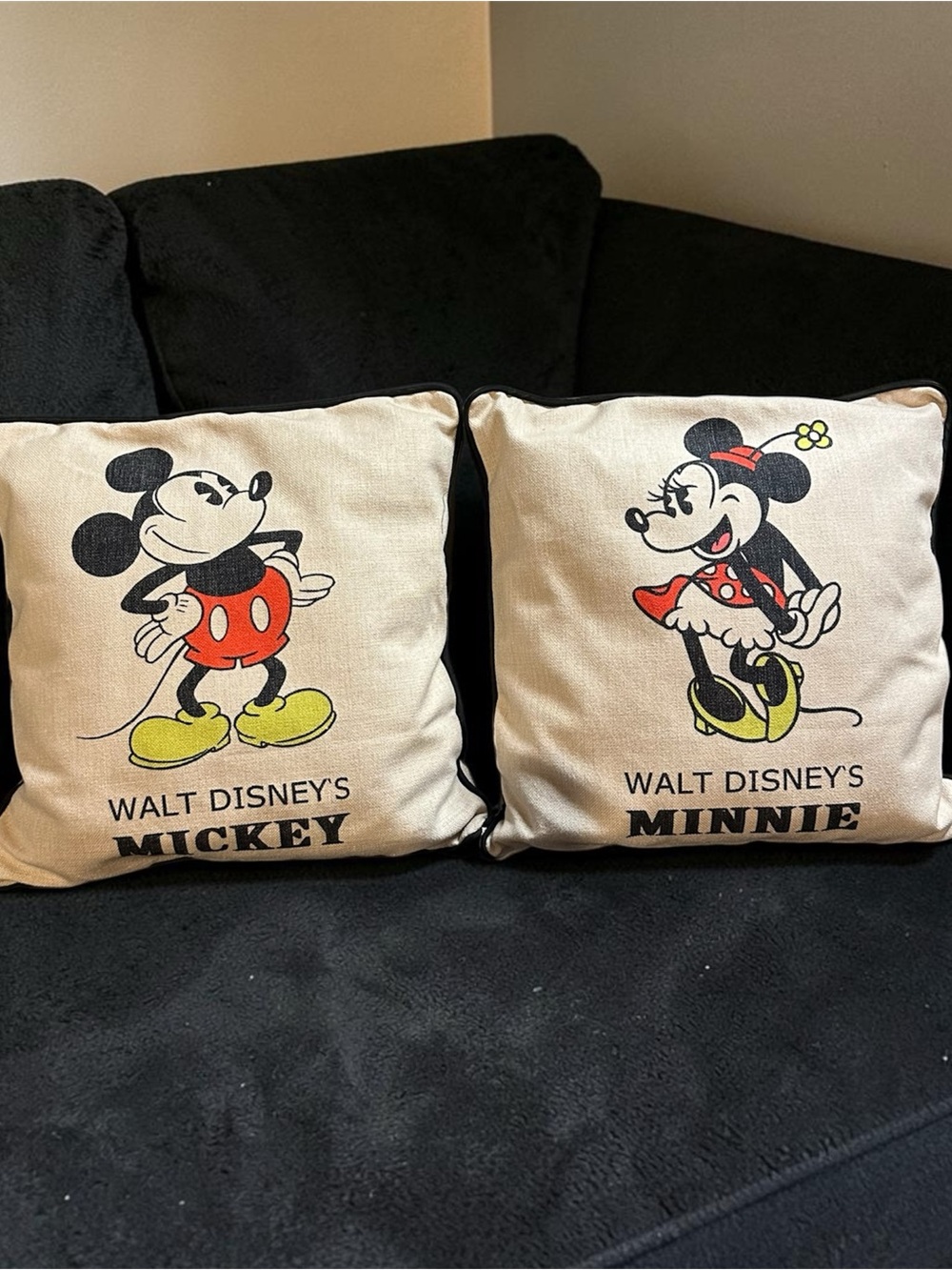 Disney Mickey & Minnie Decorative Pillow Pair - Black, Red, Yellow, Cream